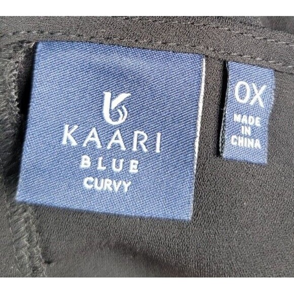 Kaari Blue Curvy Sleeveless Black High Low Dressy Blouse size 0X Back Zip Layer - Picture 8 of 9
